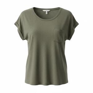 LOFT Linen Blend Olive Green Pocket Tee Women’s XS 0–2 Short Sleeve